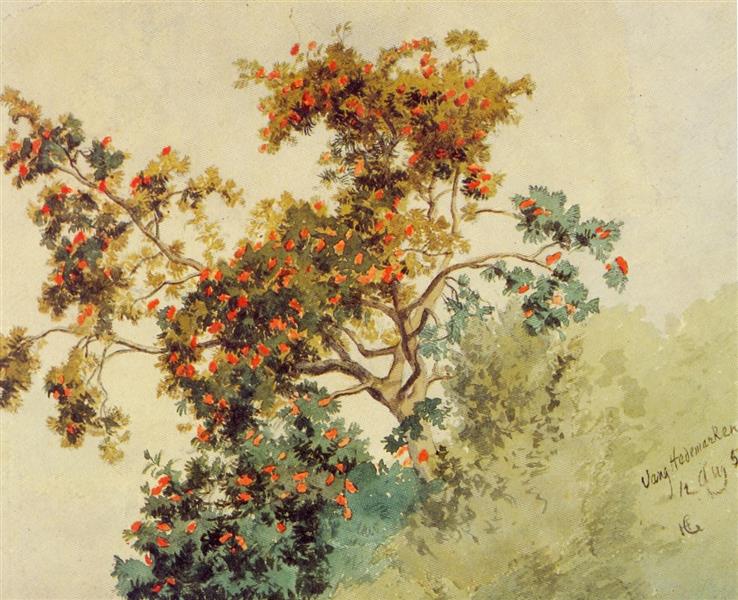Rognebærtre, Vang, 1853 - Hans Fredrik Gude