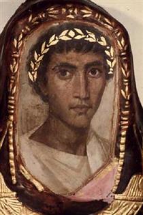 Fayum Mummy Portrait. Detail from the Mummy Case of Artemidorus the Younger, a Greek Who Had Settled in Thebes, Egypt, During Roman Times - 法尤姆肖像