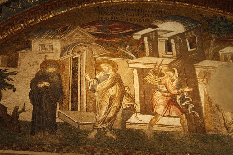 Joseph Taking Leave of the Virgin Mosaic, c.1320 - Візантійські Мозіїки