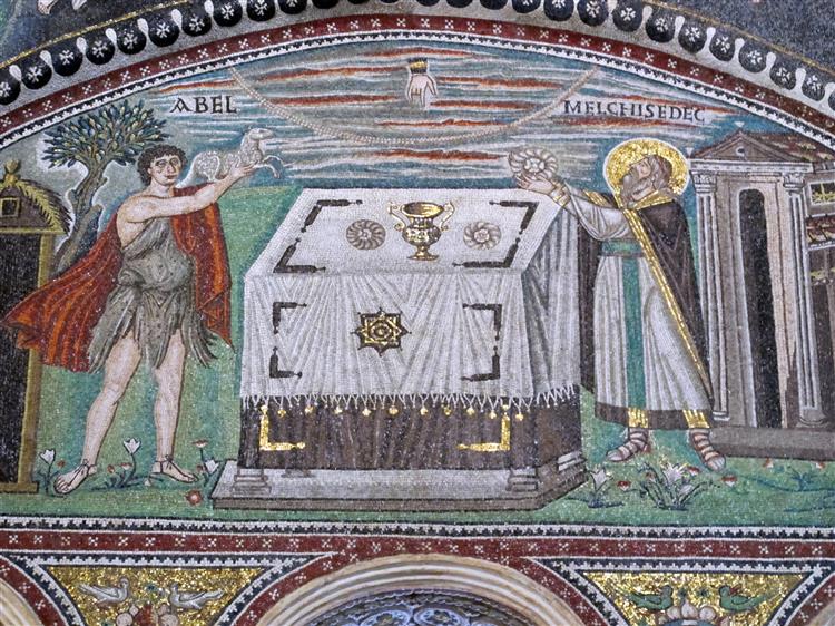 Приношення Авеля та Мелхиседека, c.547 - Візантійські Мозіїки