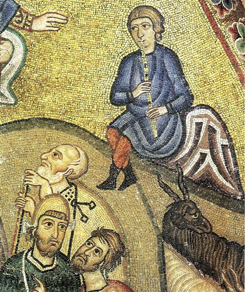 Nativity - detail, c.1025 - Byzantine Mosaics