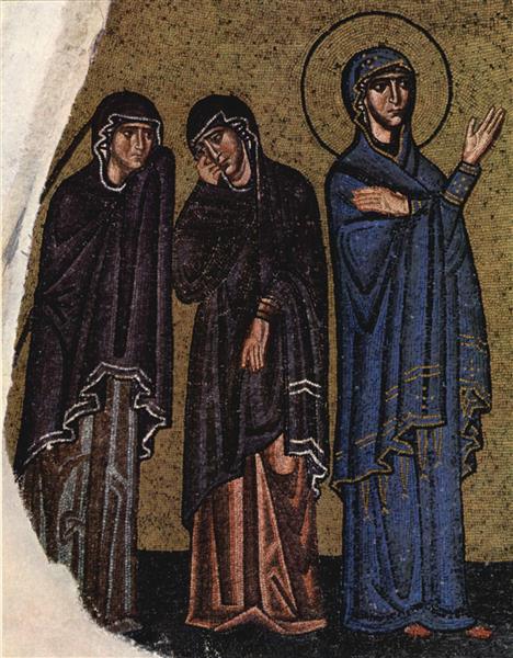 Drei Marien Am Fusse Des Kreuzes, c.1056 - 拜占庭馬賽克藝術