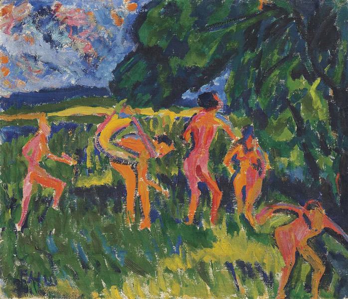 BATHERS IN THE REEDS, 1910 - Erich Heckel