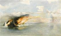 Capital Ships Bombard Salerno - Richard Eurich