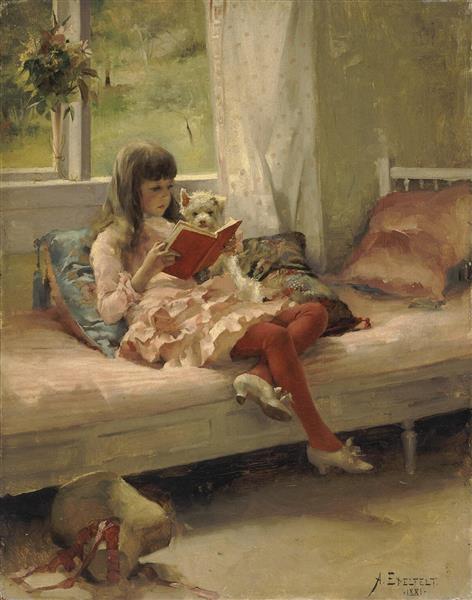 Good Friends (portrait of the Artist's Sister Bertha Edelfelt), 1881 - 阿尔伯特·埃德尔费尔特