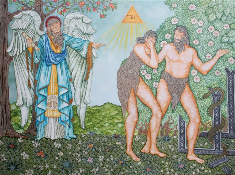 Adam and Eve Expelled from the Garden of Eden (Genesis Golden Age), 2017 - Joe Machine