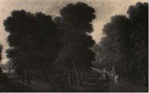 Wayfarers in a Wooded Landscape - George Philip Reinagle