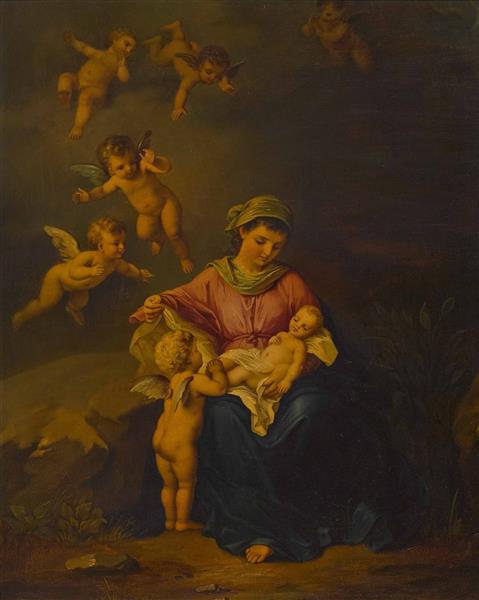 Madonna with child and putti - Ludwig Knaus