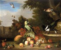 Still-life of Fruit and Birds - Tobias Stranover