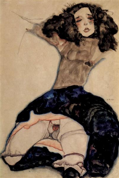 Black Haired Girl with High Skirt, 1911 - Egon Schiele