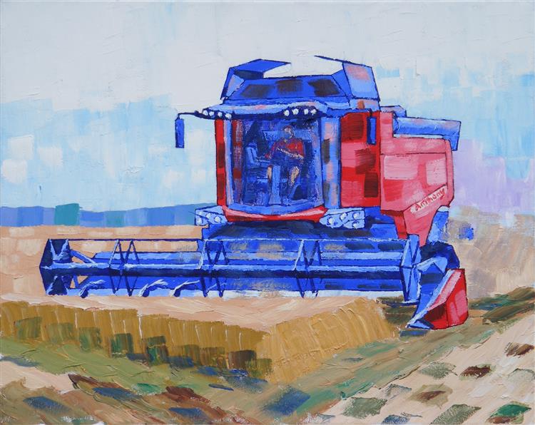 61. The Combine Harvester After  Reaper with Sickle 2017 by Anthony D. Padgett (after Van Gogh Saint Remy 1889), 2017 - Anthony Padgett