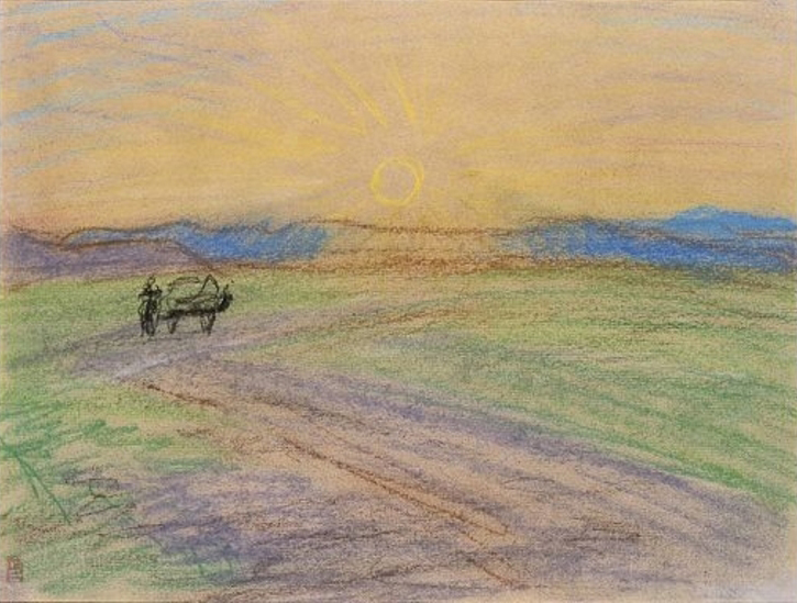 Sunrise over Mongolia, 1937 - Fujishima Takeji