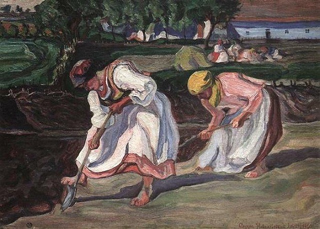 Digging at the vegetable garden, 1920 - Олекса Новаківський