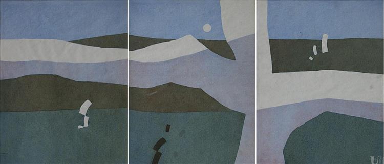 Triptych 'White Sail', c.1975 - Григорий Иванович Гавриленко