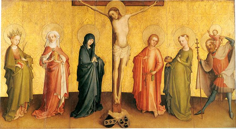 Crucifixion with Saints - Штефан Лохнер