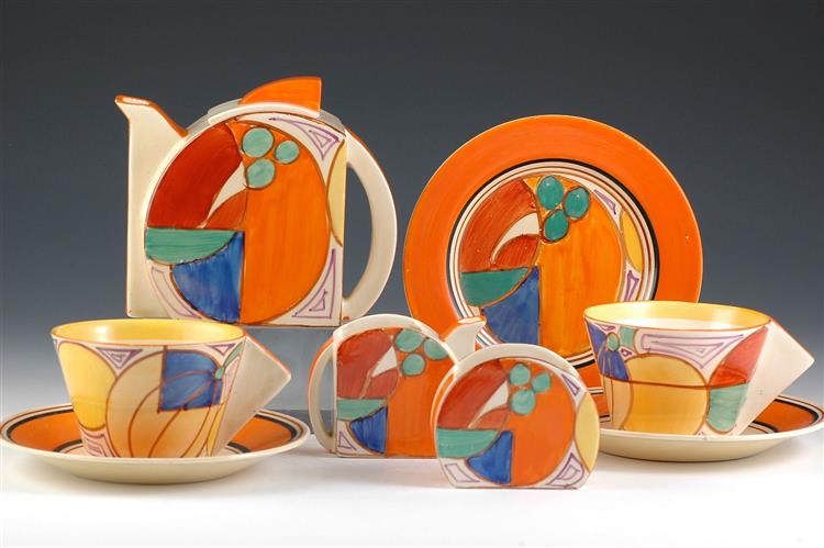 Stamford Shape, Early Morning Teaset   Melon Pattern, 1930 - Clarice Cliff