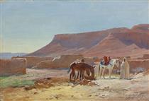 Figures in the Desert at Eddis - Eugène Girardet