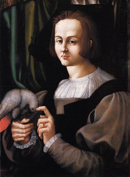 Man with a Parrot, c.1525 - Франческо Мельці