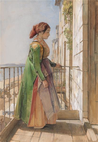 A Greek Girl Standing on a Balcony, 1840 - John Frederick Lewis