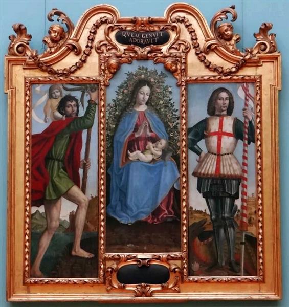 Madonna and Child, St. Christopher and St. George, c.1492 - c.1494 - Ambrogio Bergognone