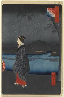 34. Night View of Matsuchiyama and the San'ya Canal - Utagawa Hiroshige