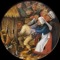 The Drunkard Pushed into the Pigsty - Pieter Brueghel the Younger
