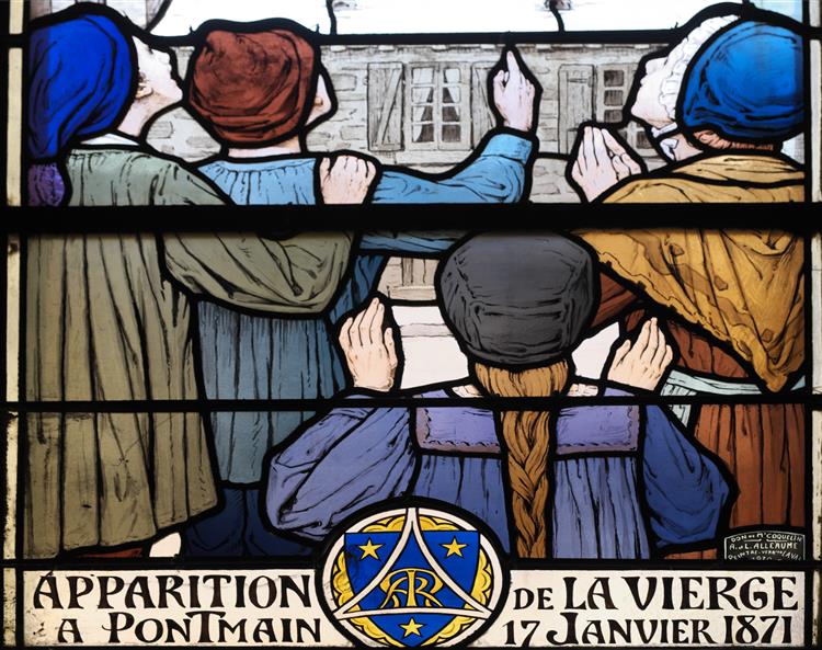 Apparition of the Virgin (detail). Andrésy Église Saint-Germain Vitrail - Ludovic Alleaume