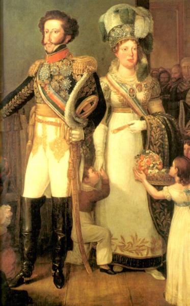 D. Pedro I e D. Leopoldina em trajes de Gala, 1824 - Simplício Rodrigues de Sá