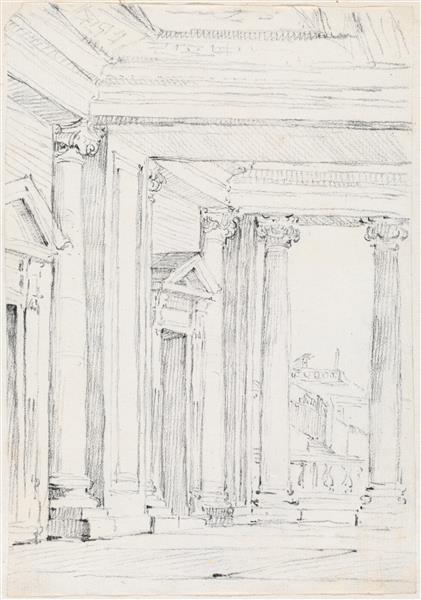Portico of the Palazzo Nuovo, on the Campidoglio, c.1750 - Joseph-Marie Vien