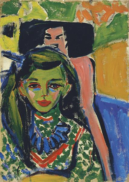 Fränzi in Front of Carved Chair, 1910 - Ernst Ludwig Kirchner