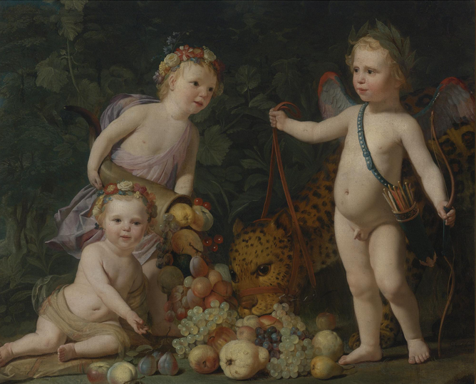 Three Children with Fruit and a Jaguar, 1649 - Gerard van Honthorst