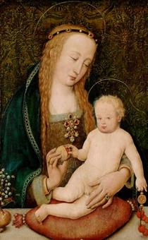 Maria, Dem Kind Einen Granatapfel Reichend - Hans Holbein the Elder