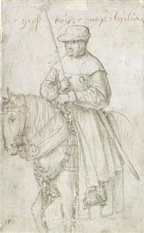Kaiser Maximilian I in Travel Dress on Horseback - Hans Holbein l'Ancien