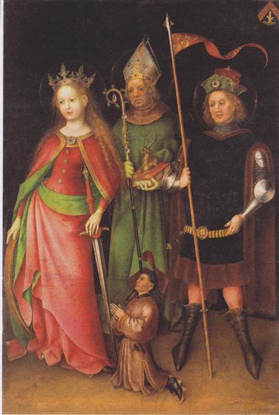 Sts. Catherine, Hubert and Quirinus, c.1445 - Stefan Lochner
