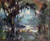 Lousiana Bayou with Fisherman - Colette Pope Heldner