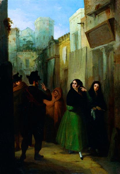 Rendezvous in the street, 1841 - Хоакин Домингес Беккер