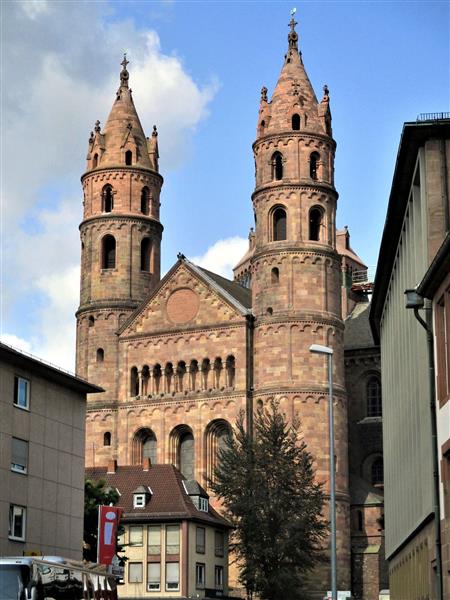 Facade of Worms Cathedral, Germany, 1130 - 1181 - Романская архитектура