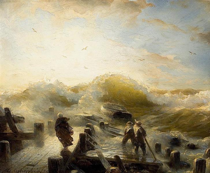 Storm evening at the pier - Andreas Achenbach