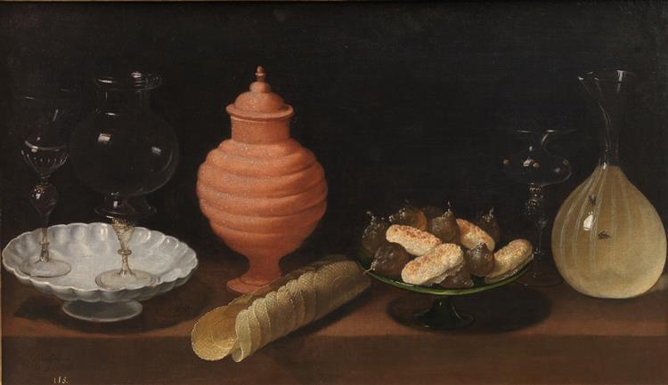 Still-life of Glass, Pottery, and Sweets, 1622 - Хуан Ван дер Амен