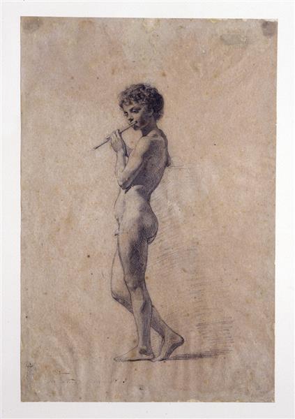 Nude flutist boy - Mariano Fortuny