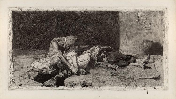 Arab watching over the body of a friend, 1866 - Мариано Фортуни
