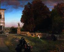 In the Park of the Villa Borghese - Oswald Achenbach
