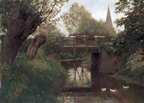 Cattle on a Bridge, Kent - William Sidney Cooper