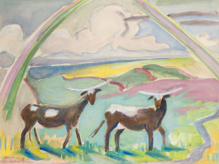 Cows and Rainbow - Maggie Laubser