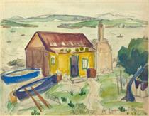 Fisherman's Cottage with Boats - Maggie Laubser