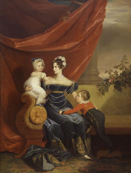 Portrait of Grand Duchess Alexandra Fedorovna with children, 1824 - Джордж Доу