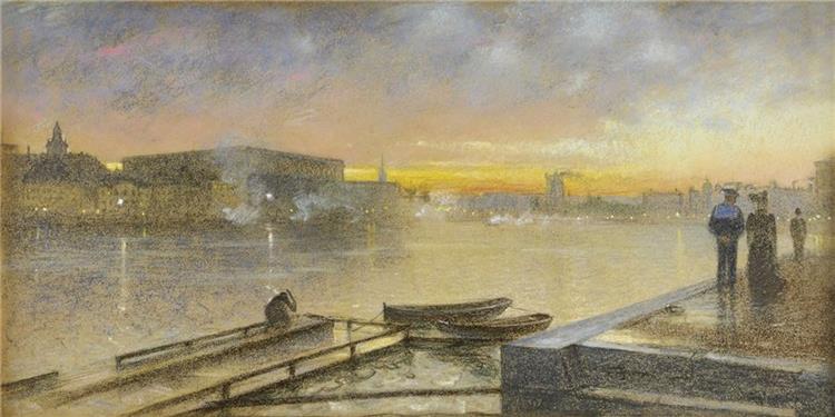 Stockholm, Solnedgang, c.1900 - Eugène Jansson