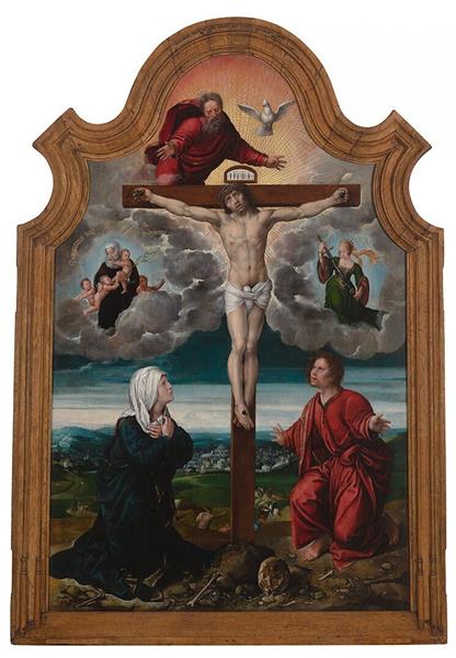 Christ on the cross between Mary and John - Bernard Van Orley