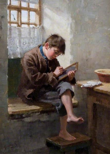 Home Lessons, 1887 - Ralph Hedley