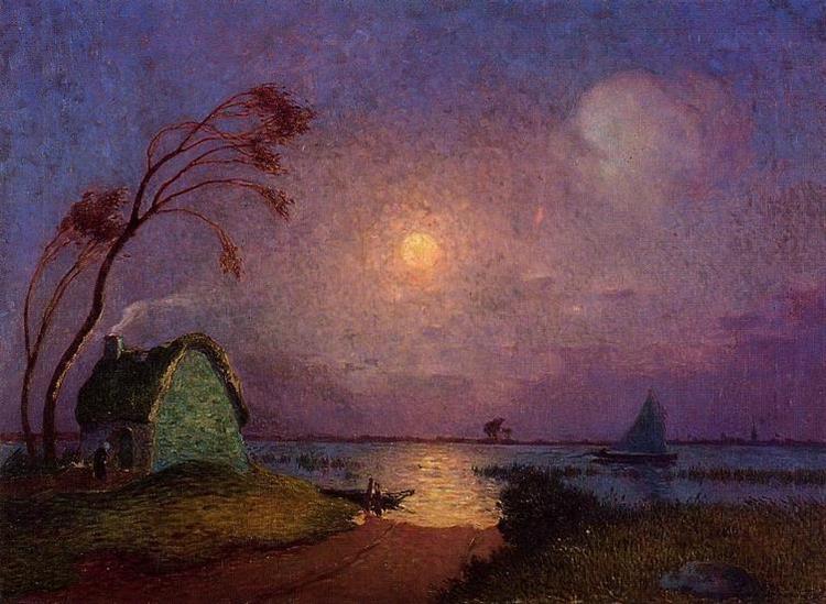 Cottage in the Moonlight in Briere - Ferdinand du Puigaudeau